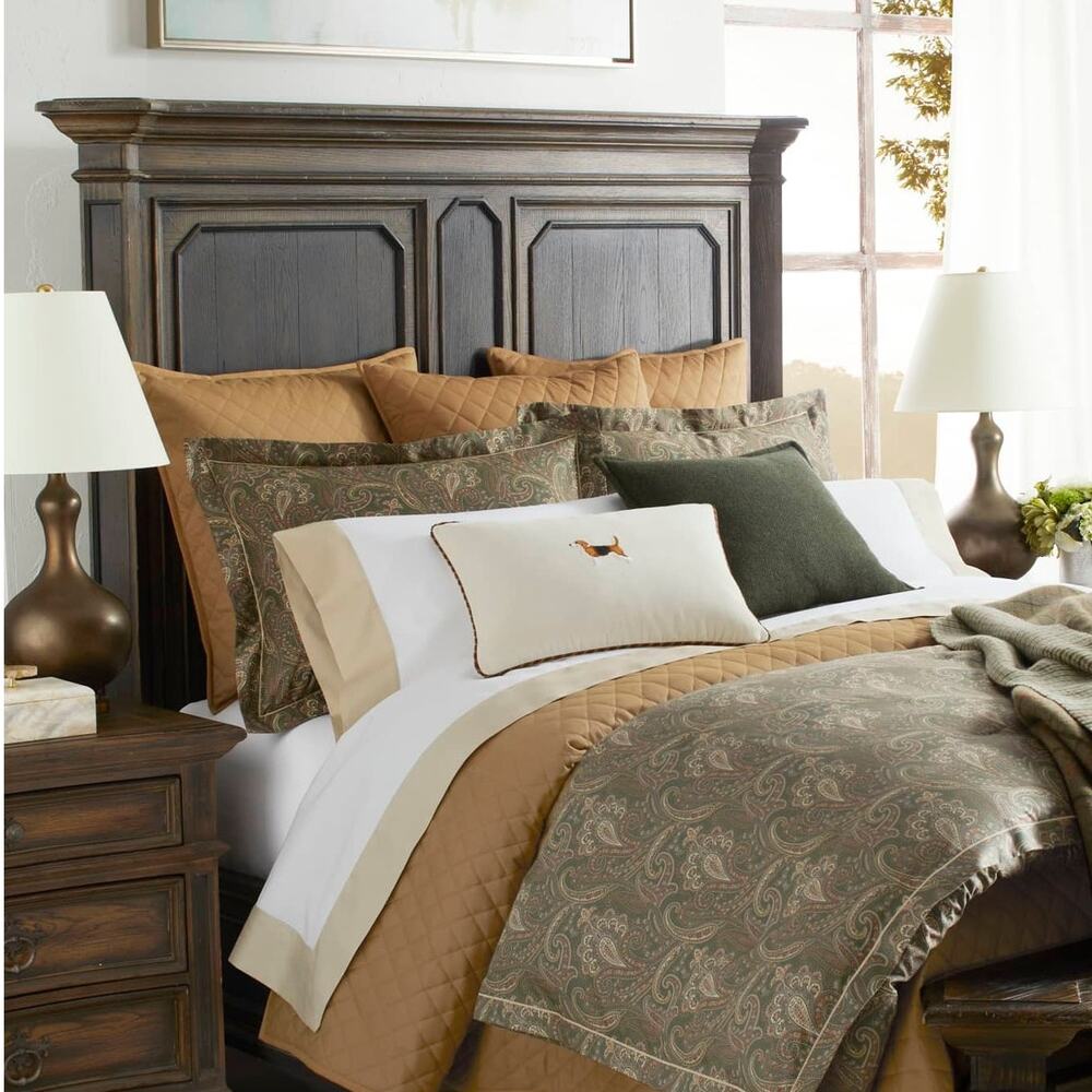 NWT Ralph Lauren Euro Pillow Sham Cromwell Quilted Camel Beige Horse Equestrian